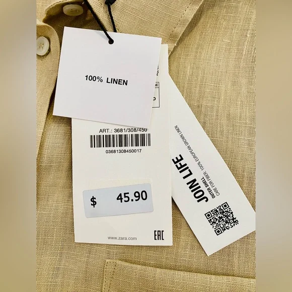 NWT! Zara Linen Shirt with Pocket | Size XS - Picture 8 of 12